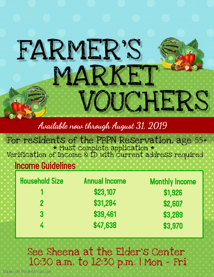 Farmers Market Vouchers Available for PBPN Elders Prairie Band